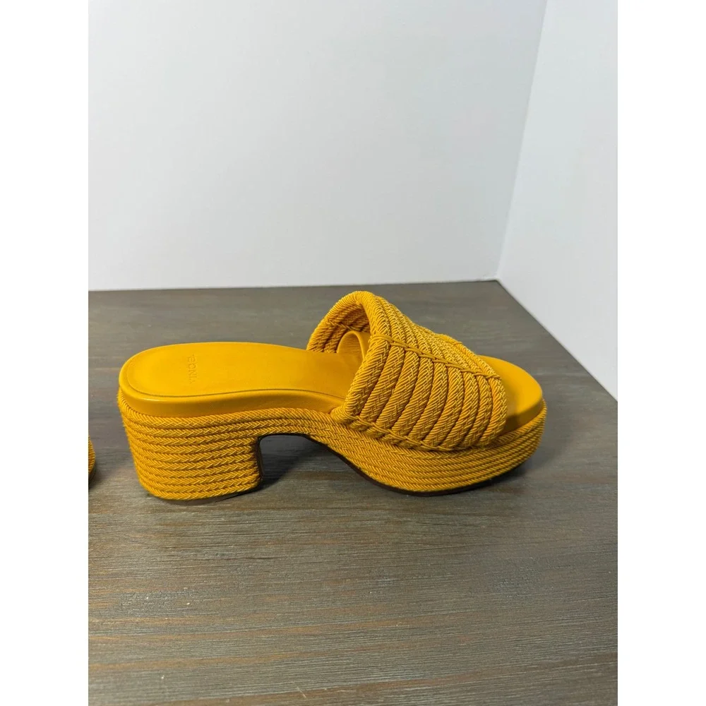 Vince Margo Cord Platform‎ Slide Sandals Mustard Yellow Size 5.5 NIB Designer